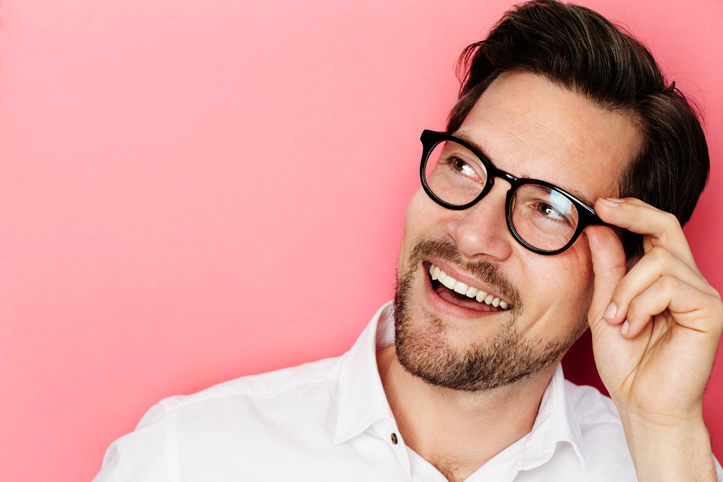 Happy man in specs